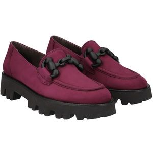Platform Loafer US sizes. Classy loafer. Color: Deep pink nubuk leather
